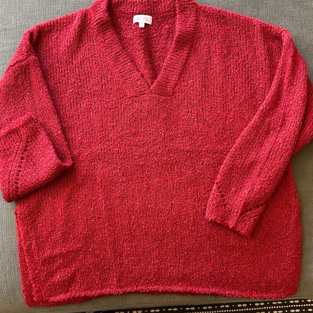 Pink Lily Vibrant Maroon Textured Sweater